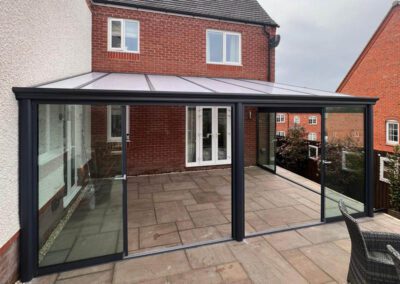 Polycarbonate Roof Veranda with Glass Doors