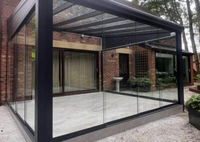 5m x 4m glass veranda with glass sliding doors